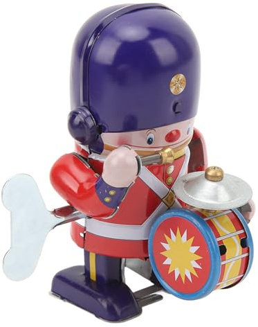 SIXRUN Tinplate Walking Drummer Soldier Clockwork Toy - Fun Drumming Decorative Figurine for Kids Adult Collection, Tinplate Material