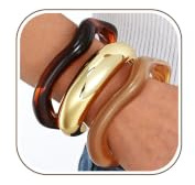 LOCCY 3 Stück Harz Acryl Armreif für Damen, Retro Offen Acrylharz Armreif Armband Geometrisches Harz Armreifen Armband Harzarmreife Statement-Armreif für Frauen Mädchen