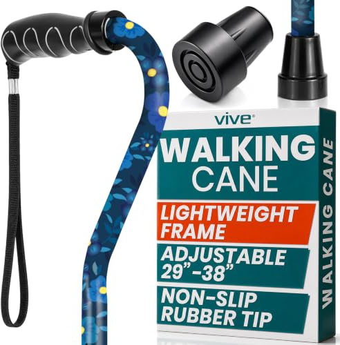 Vive Gehstock – für Männer & Frauen – Tragbarer, verstellbarer versetzter Balance-Stick – leicht & stabil Mobilitäts-Gehhilfe für Arthritis, ältere Menschen, Senioren & Behinderungen (Blaues