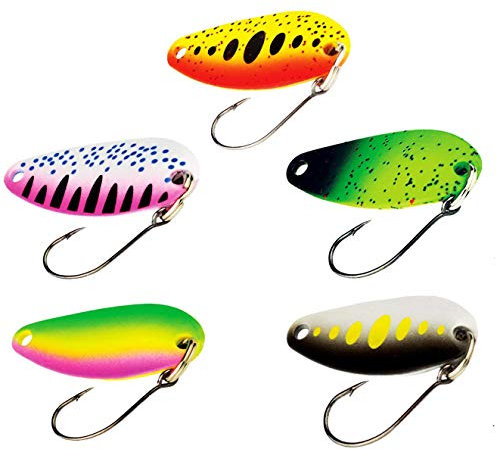 FISHN Ensemble de cuillères à Truite Gallo, Poids: 2 grammes, Longueur: 2,8 cm, appât à Truite, cuillère à Truite (5 pièces)
