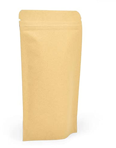 Evergreen Goods Wiederverschließbare braune Kraftbeutel in Lebensmittelqualität (110x185x45mm) | mit Folie ausgekleidet, Zipper-Beutel | Verpackungsbeutel für Kaffeebohnen & Snacks | 100 Beutel