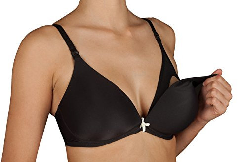 Selene Reggiseno Imbottito Allattamento Mamma Senza Ferretto con Comoda Apertura Coppa C Art. Alba (Nero, 5)