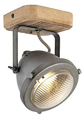 Qazqa Verstellbarer Deckenstrahler, Deckenspot - Emado - Grau, max. 25W, Geeignet für LED, Rund, Ideal als Wohnzimmerlampe, Küche lampe und