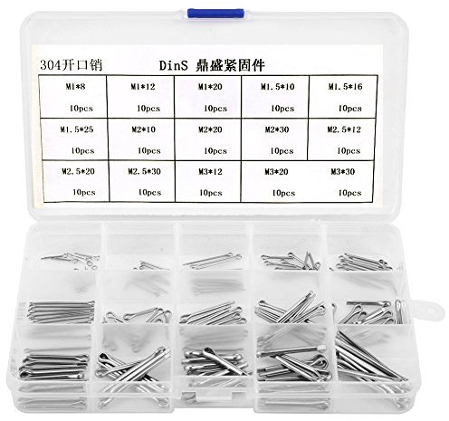 TOPINCN 150Pcs Split-Cotter Pins, 15 Kinds Stainless Steel Split Cotter Pins Clip Key Fastner Fitting Assortment Kit