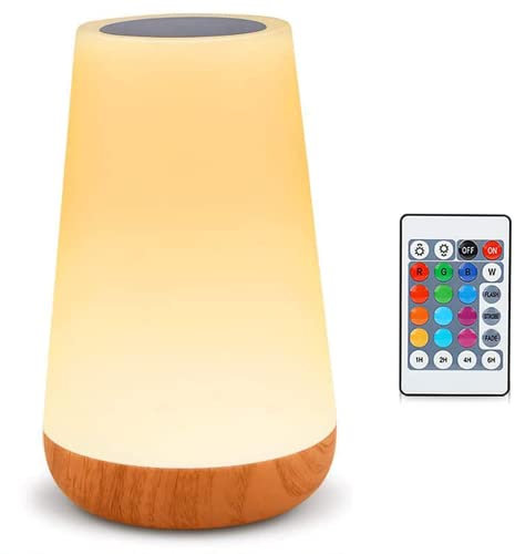 Amouhom LED Nachtlicht mit Fernbedienung, 13 Farben Touch Control Nachttischlampe, Wiederaufladbare Lithiumbatterie, Geschenk für Kinder, Freunde