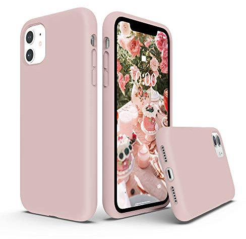 SURPHY Liquid Silicone Case Compatible with iPhone 11 Case, Soft Rubber Full Body Thickening Design Shockproof with Microfiber Cloth Lining 6.1 inch Phone Case for iPhone 11, Pink