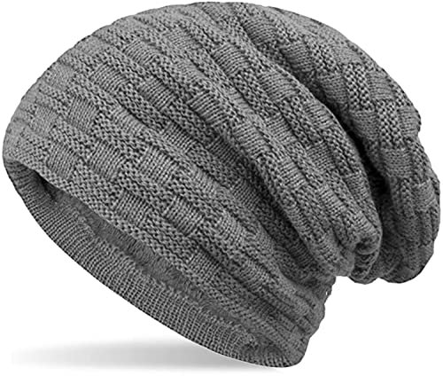 Hatstar Warme gefütterte Feinstrick Damen Beanie Herren Mütze | mit Flecht Muster und sehr weichem Fleece Innenfutter | Unisex Wintermütze weich & warm (11 | Hellgrau)