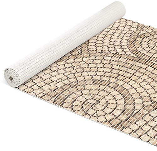 ANRO Weichschaummatte Badematte Bad Dusche WC Vorleger Teppich Antirutsch Badläufer Mosaiksteine Beige 220x80cm