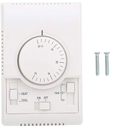 Kuuleyn Temperature Controller, Mechanical Temperature Controller Surface Mounted Air Conditioner Thermostat 10-30℃ AC220V