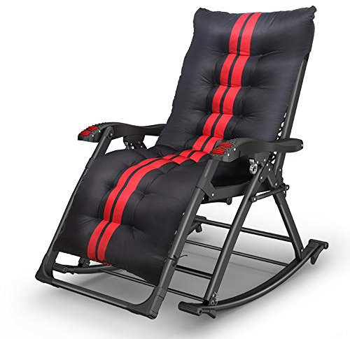FUFU Deckchairs Liegen, Klapp Schaukelstuhl Liege w/Kopfstütze Outdoor Tragbare Schwerelosigkeit Stuhl für Camping Angeln Strand Klappbar (Color : with Mattress)