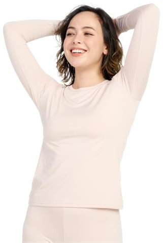 LAPASA Damen Innenfleece Thermo Unterhemd, Thermounterwäsche Oberteil Funktionsunterwäsche, L39 Beige, 200 Wärmer, S