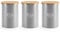 EHC Tea Coffee Sugar Cansiters Set of 3, Airtight Kitchen Storage Canisters Jars with Easy to Open Lid, Grey, 1 Litre