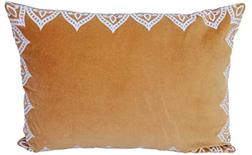 Casa Moro Marokkanisches Samtkissen Luka Gelb 45x30 cm mit Füllung | orientalisches Deko-Kissen Zierkissen Bestickt für Deine Couch Sofa Lieblings-Sessel
