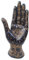 Palmistry Handstatue aus Kunstharz, zum Lesen, alte mystische Palme mit Linien und Symbolen, Skulptur für Palmenleser (schwarz)