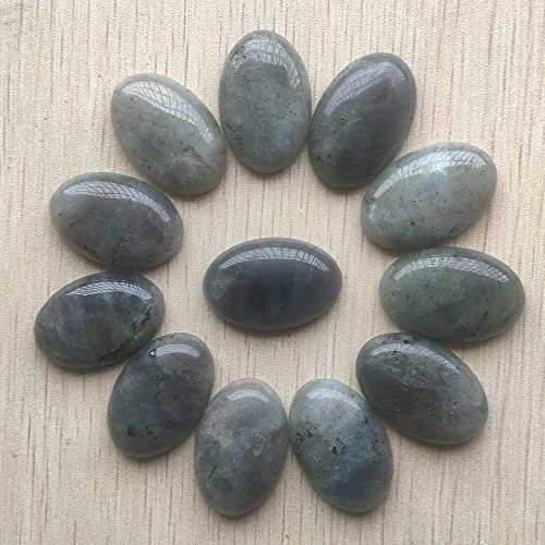 HZLXF1 12 Teile/los 20x30mm Natürliche Labradorit Stein Oval Cabochon Perlen for Schmuckherstellung