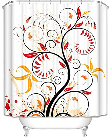 EHOMERY Duschvorhang Uni Japanische Duschvorhänge Reben Duschvorhang Rollo Badewanne Duschrollo Für Badewanne L Form Polyester Weiß Rostfreie Ösen Und 12 Hakenringe, 90X180Cm