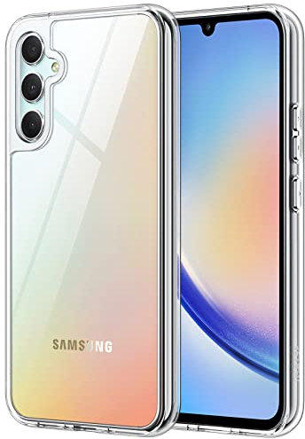 JETech Cover per Samsung Galaxy A34 6,6 Pollici, Anti Ingiallimento Protezione Custodia con Antiurto, Anti-Graffio e Retro Rigida in PC (Trasparente)