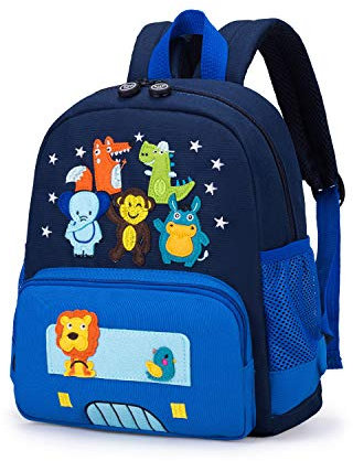 willikiva Netter Zoo Little 3d Rucksack Kinder Rucksack für Jungen und Mädchen Kleinkind Rucksack Wasserdichte Vorschule(Blau Zoo)