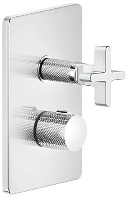 Gessi Inciso Dusche Fertigmontageset, für UP-Thermostat mit Absperrventil, ein Ausgang für UPK 09269, 58232, Farbe: Chrom