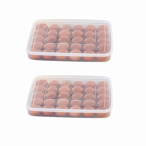 2 Huevera Porta Huevos para Frigorífico, Caja de Almacenamiento de Huevos, Contenedor de Huevos de Plástico, Apilable para Frigorífico, Recipiente para Huevos con Tapa para 30 Huevos