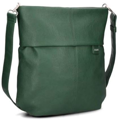 Zwei Damen Handtasche Mademoiselle.M M140 Umhängetasche 12 Liter klassische Crossbody Bag aus weichem Kunstleder, DIN-A4 passend, große Tasche für die Arbeit, Büro oder Uni (moos)