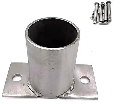 ZAQYCM Chain Link Fence Pole Floor Flange with Bolts and Screws, Heavy Solid Fence Post Concrete Mount for Deck Porch Patio/Mailbox/Flag Round Column (Size : Dia 1 2/5 in(35mm))