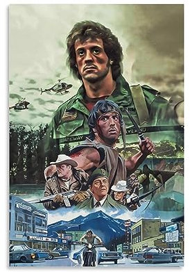 KHAMEO First Blood Rambo HD-Poster, Leinwand-Wandkunst, Dekoratives Gemälde für Modernes Familienschlafzimmer, 30 x 45 cm