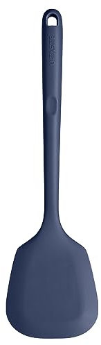 U-Taste Extra Long Silicone Solid Turner, 315℃ Heat Resistant Food Grade Kitchen Spatula, Non Stick Seamless Flexible Rubber Cooking Flipper for Frying, Flipping Eggs, Fish, Pancake (Midnight Blue)