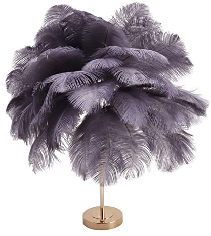 Hyuduo Romantische Feder-Tischlampe mit Touch-Schalter und USB-Plug-in für Schlafzimmerdekoration (Grau)