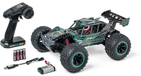 Carson 500404254 1:10 XS Offr.Fighter Cage 100% RTR türkis - Ferngesteuertes Auto, RC Buggy, inkl. Batterien und Fernsteuerung, Offroad Buggy