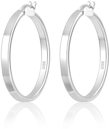 ALEXCRAFT Dick Creolen Silber 925 Groß Damen Ohrringe Silver Hoop Earrings Geschenk für Frauen Freundin Mama Mädchen
