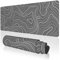 TOXXU Gray Topographic Contour Large Gaming Mouse Pad with Anti-Slip Base for Keyboard, Map Extended XL Mousepad for Office and Room, Cool Desk Mat with Stitched Edges for Desk, 31.5 x 11.8 in