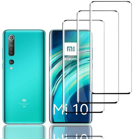 Zicurz 3 Piezas Protector de Pantalla para Xiaomi Mi 10 Cristal Templado, Vidrio Templado, HD Transparente 9H Ultra Resistente, Antiarañazos, Sin Burbujas