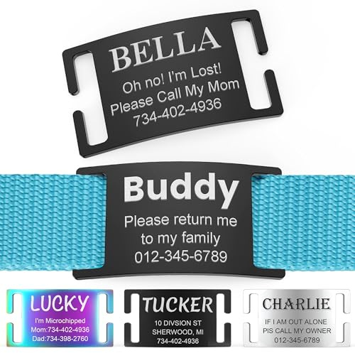 YEHANTI Hundemarke mit Gravur - Personalisierte Anhänger Marke für Hunde, Katzen und Welpen - Edelstahl Hundemarke Personalisiert mit Name, Telefonnummer und Adresse (XL, Schwarz)