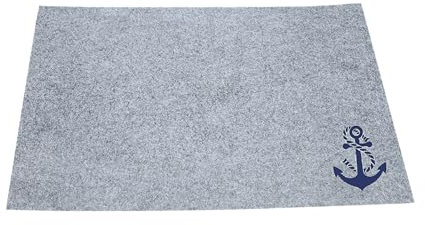 Seaside No.64 - Maritimes Platzset aus Filz, rechteckig - Nautische Motive und Schriftzüge - toller Hingucker auf deinem Esstisch - Deko für die Küche (Hellgrau - Anker mit Tau blau)