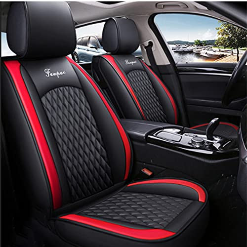 SAINANAR Autositzbezüge Vordersitze für Mazda für CX3 CX-3 Kunstleder Sitzbezüge Auto 2 Stück Schonbezug Autositz Vorne Sitzauflage Innenraum Zubehör CT0008,Farbe Schwarz rot