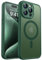 CANSHN Funda Magnética para iPhone 15 Pro, Compatible con MagSafe, [Protección Total de La Cámara], Carcasa Fondo Mate Translúcido 6.1 Pulgadas, Verde Oscuro