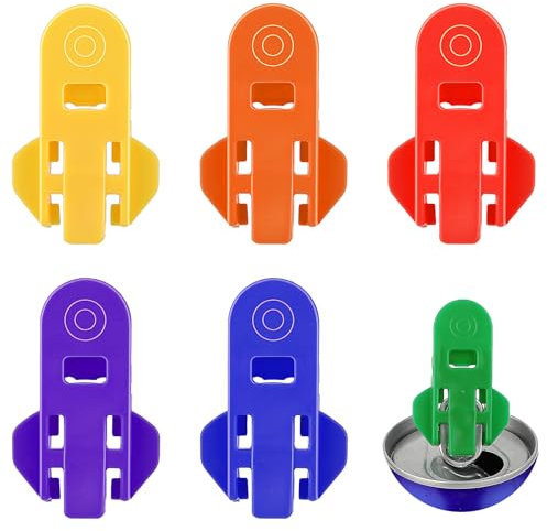 COMNICO 6 Pieces Manual Easy Can Opener Colorful Soda Beer Can Top Ring Opener Tool Drink Plastic Shield Beverage Can Cover Protector for Coke Party BBQ Beach Hand-Safe Dustproof Beer Can Opener