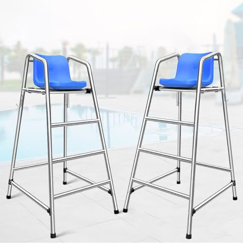 Silla de Socorrista de Piscina Silla Socorrista Piscina 3 Escalones, Silla De Observación Salvavidas Desmontable Para Parques Acuáticos Con Asiento Para Piscina Playa Lago, Silla De Arbitraje Acero In