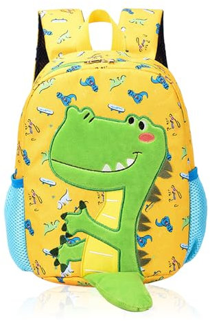 Auirshiky Dino Rucksack Kindergarten, Kindergartenrucksack Jungen, Kinder Rucksack 2-3 Jahre, mit Brustgurt Kindergartenrucksack, Kindergarten-Rucksack (Yellow)