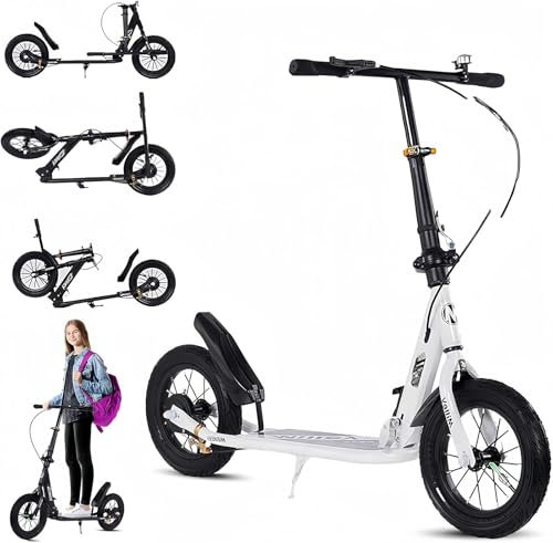 LLNWDNB XXL Big Wheel Adult City Scooter, Foldable with Handbrake, Kick Scooter for Adults and Children, 150 kg Load Capacity