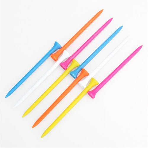 GSCLZ Golf Tee 100 stücke 100mm Gemischte Farbe Kunststoff Golf Ball Abschlag Golf Halter Training Aid Standard Golf Nägel FüR Einen Idealen Abschlag