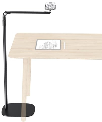 elitehood Floor Phone Stand Overhead Video Recording, 360 Degrees Swivel Tilt Adjustable iPhone Stand for Bed, Chair, Desk, Floor Phone Holder Compatible with iPhone 15, 14, 13, 12, Android Phone