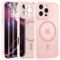FLLAO Cover Magnetica per iPhone 16 Pro Custodia e 2 Pellicole in Vetro Temperato, Cover iPhone 16 Pro Compatibile con Magsafe, Traslucida Posteriore Sottile Antiurto Protettiva Case, Rosa