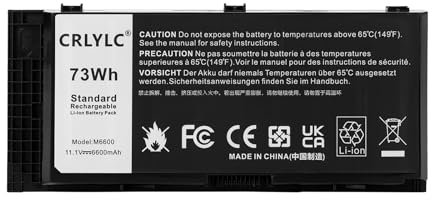 CRLYLC FV993 R7PND X57F1 Batterie pour Dell Precision M4600 M4700 M4800 M6600 M6700 M6800 Mobile Workstation FJJ4W PG6RC V7M28 KJ321 WD6D1 4HJXX T4DTX 33F0D FVWT4 J5CG3 1C75X 3DJH7 97KRM Battery