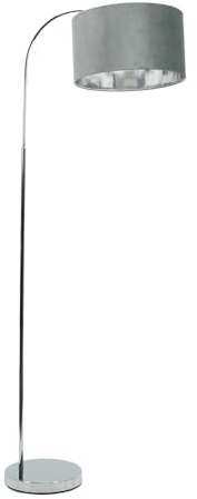 ValueLights | Curva Trend Floor Lamp Chrome with Grey Velvet & Chrome Inner Shade & Warm White Bulb | Floor Lamps, Home Décor & Improvement Essential
