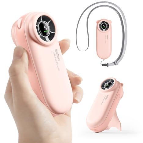 Diveblues Mini Ventilador de Mano Portátil Turbo, Hasta 16 Horas de Batería, Recargable USB 4000mAh, 5 Velocidades Ajustables, Ventilador de Bolsillo para Viajes, Exterior, Conciertos y Dar Regalos