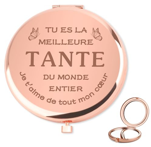 Bluckincle Cadeau Tante,Miroir de Poche Tante Cadeau Annonce Grossesse Tatie,Cadeau Tante,Original Cadeau Tatie Noel