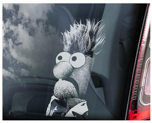 Beaker Sticker, Muppet Show Meep Peeper, Car Window Sign, Laptop Vinyl, Fan Bumper Decal -V02 (Inside Reverse Print - White)