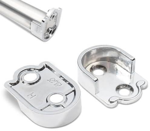 2 Pcs Wardrobe Rail Bracket, 25mm Diameter Wardrobe Closet Rod Holder, Shower Curtain Rod Pole End Supports, Zinc Alloy U-Shaped Flange Sockets for Bathroom & Wardrobe